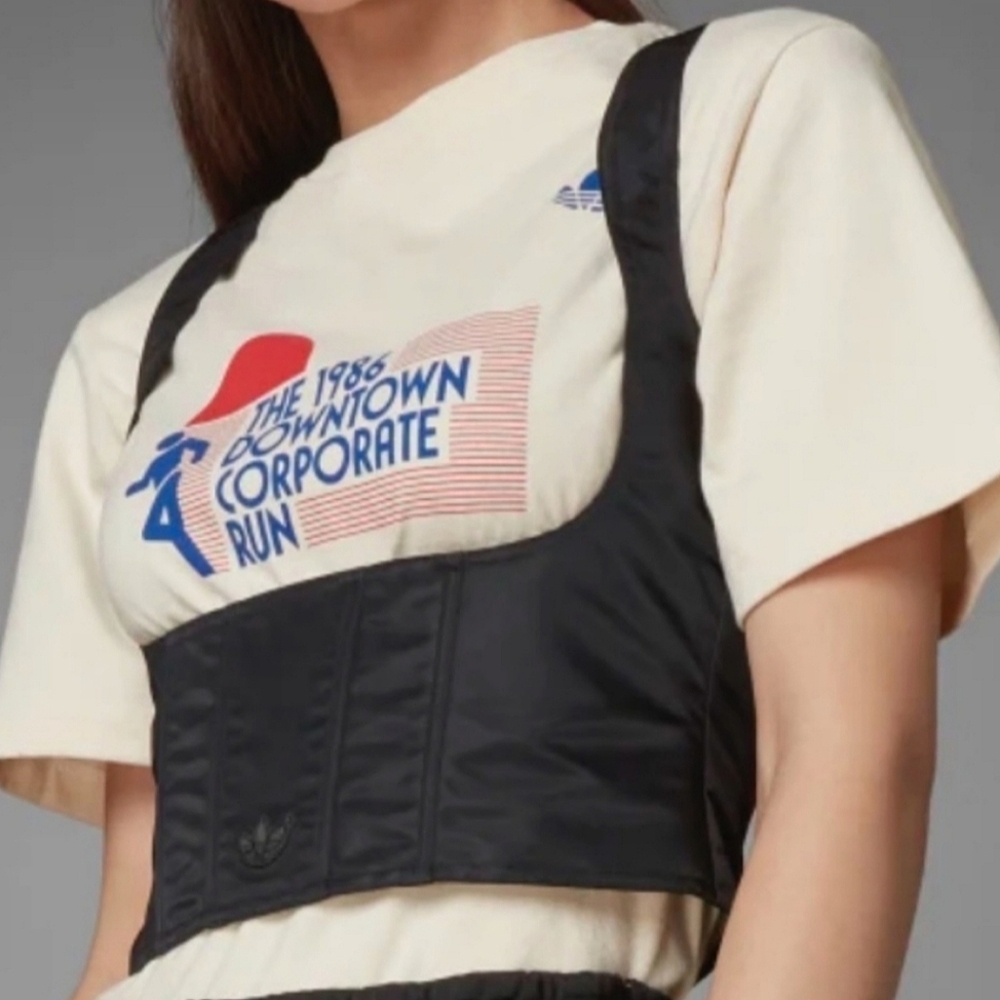 Adidas Women’s Black Corset Crop Top - Picture 2 of 14